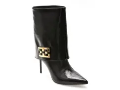 Botine elegante EPICA negre, HK44, din piele naturala lacuita imagine