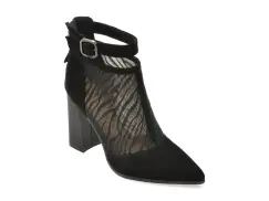 Botine elegante EPICA negre, P1865D, din material textil imagine