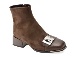 Botine EPICA maro, EB884, din piele intoarsa imagine