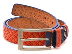 Curea La Galere portocalie, 4716, din piele naturala imagine