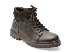 Ghete BITE THE BULLET maro, K193, din piele naturala imagine