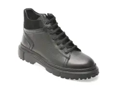Ghete BITE THE BULLET negre, S24821, din piele naturala imagine