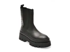 Ghete casual ELLE negre, 132, din piele naturala imagine