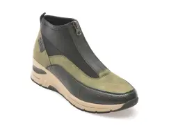 Ghete casual RIEKER negre, N9362, din piele ecologica si material textil imagine