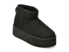 Ghete EMU negre, STINGER MICRO FLATFORM, din piele intoarsa imagine