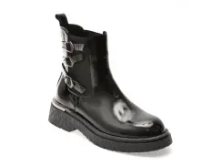 Ghete EPICA negre, 208301, din piele naturala lacuita imagine