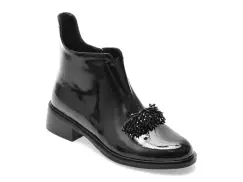 Ghete EPICA negre, M830, din piele naturala lacuita imagine