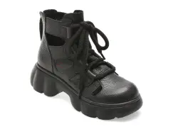 Ghete PASS COLLECTION negre, LY60003, din piele naturala imagine