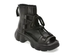 Ghete PASS COLLECTION negre, LY60005, din piele naturala imagine