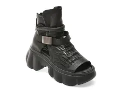 Ghete PASS COLLECTION negre, LY60006, din piele naturala imagine