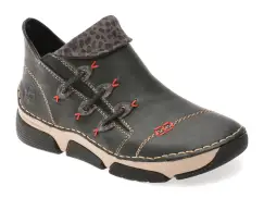 Ghete RIEKER negre, 45983, din piele ecologica imagine