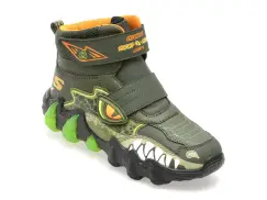 Ghete SKECHERS kaki, SKECH-O-SAURUS LIGHTS 2.0, din piele ecologica imagine