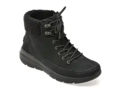 Ghete SKECHERS negre, GLACIAL ULTRA, din piele intoarsa imagine
