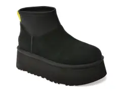 Ghete UGG negre, CLASSIC MINI DIPPER, din piele intoarsa imagine