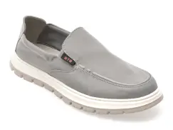 Mocasini BITE THE BULLET gri, HLM003, din material textil imagine