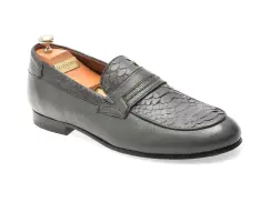 Mocasini eleganti LE COLONEL gri, 45860, din piele naturala imagine