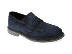 Mocasini eleganti OTTER bleumarin, 6952, din piele intoarsa imagine
