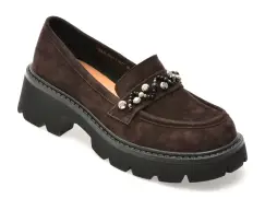 Mocasini EPICA maro, P481, din piele intoarsa imagine