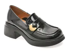 Mocasini EPICA negri, 676, din piele naturala lacuita imagine
