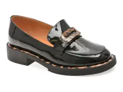 Mocasini EPICA negri, M111, din piele naturala lacuita imagine