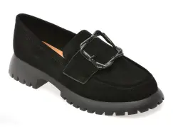 Mocasini EPICA negri, V856, din piele intoarsa imagine