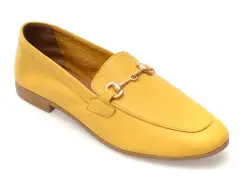 Mocasini FLAVIA PASSINI galbeni, GTB1, din piele naturala imagine