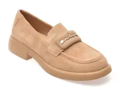 Mocasini FLAVIA PASSINI nude, 1017G22, din piele intoarsa imagine