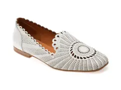 Mocasini IMAGE albi, 3512456, din piele naturala imagine