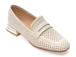 Mocasini IMAGE albi, HR364, din piele naturala imagine
