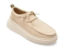 Mocasini JEEP bej, 61530, din material textil imagine