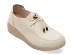 Mocasini PASS COLLECTION albi, J860010, din piele naturala imagine