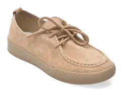 Mocasini PASS COLLECTION bej, SH60004, din nabuc imagine
