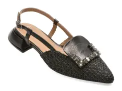 Pantofi eleganti EPICA negri, 669B754, din material textil si piele naturala imagine