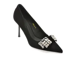 Pantofi eleganti EPICA negri, A2283, din piele intoarsa imagine
