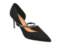 Pantofi eleganti EPICA negri, E291, din piele intoarsa imagine
