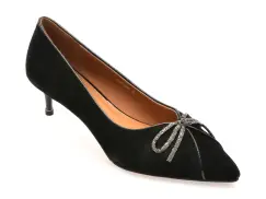 Pantofi eleganti EPICA negri, F292, din piele intoarsa imagine