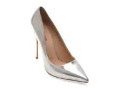 Pantofi eleganti EPICA PREMIUM argintii, 23172, din piele naturala imagine