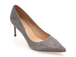 Pantofi eleganti EPICA PREMIUM gri, 2407, din piele intoarsa imagine