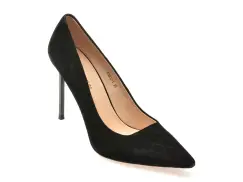 Pantofi eleganti EPICA PREMIUM negri, X212, din piele intoarsa imagine