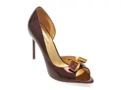 Pantofi eleganti EPICA PREMIUM visinii, 2651, din piele naturala lacuita imagine