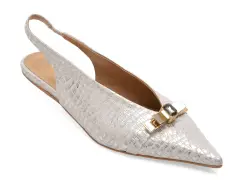 Pantofi eleganti GOLD DEER argintii, 432087, din piele naturala imagine