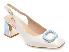 Pantofi eleganti IMAGE albi, 5K153, din piele naturala imagine
