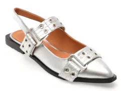 Pantofi EPICA argintii, EB665, din piele naturala imagine