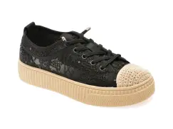 Pantofi EPICA negri, 5063, din material textil imagine