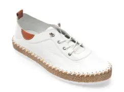 Pantofi EVIDA albi, EVHT301, din piele naturala imagine