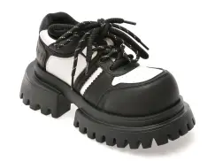 Pantofi GRYXX alb-negru, 696, din piele naturala imagine