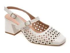 Pantofi IMAGE albi, 3510090, din piele naturala imagine