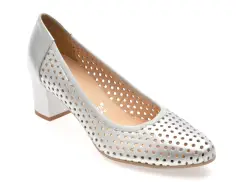 Pantofi IMAGE argintii, 6740, din piele naturala imagine