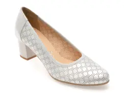 Pantofi IMAGE argintii, 6743, din piele naturala imagine