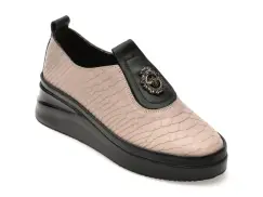 Pantofi IMAGE gri, 10660YB, din piele naturala imagine